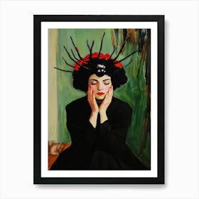 'The Woman With Red Hair' Art Print