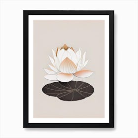 Blooming Lotus Flower In Pond Retro Minimal 3 Art Print