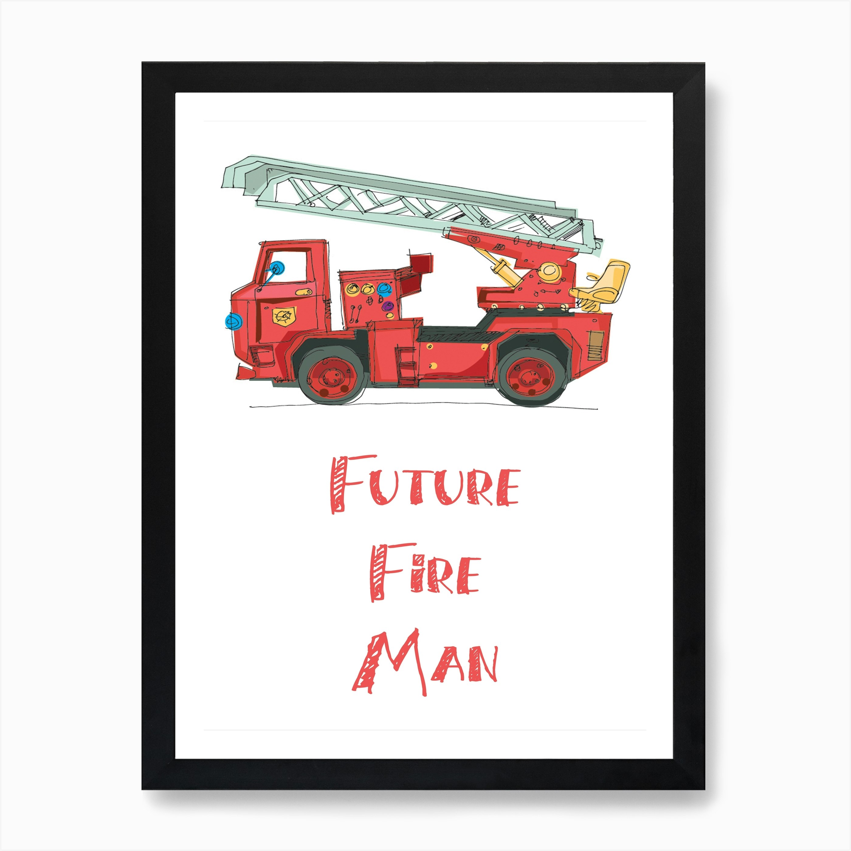 Fire Truck Art Print By Pug Pup Prints Fy