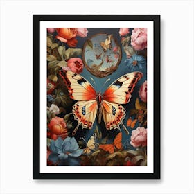 Maximalist Animal Painting Butterfly Art Print 0 Art Print