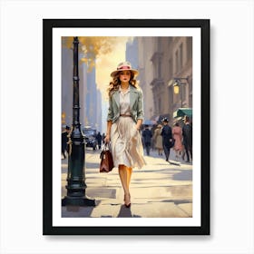 Woman In Hat Art Print
