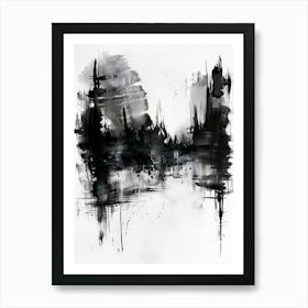 Abstract Black And White Painting 5 Art Print