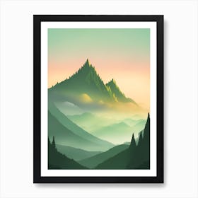 Misty Mountains Vertical Composition In Green Tone 60 Art Print