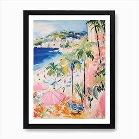 Ischia   Italy Beach Club Lido Watercolour 3 Art Print