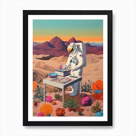 An Astronaut Djing In The Desert 4 Art Print