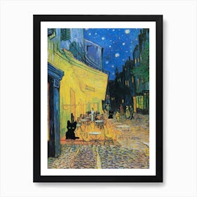 Cafe Terrace At Night, Van Gogh Inspired  Art Print Cat Art Print