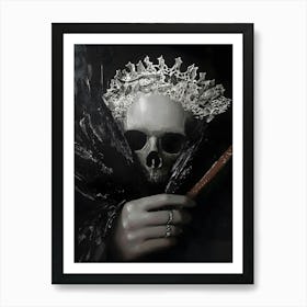 Dark Gothic Skeleton Queen Art Print