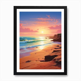 A Vibrant Painting Of El Cotillo Beach Fuerteventura Spain 1 Art Print