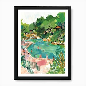 Storybook Illustration Barton Springs Pool Austin Texas 3 Art Print