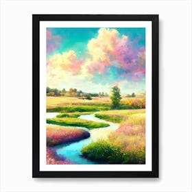 Pastel Landscape Painting Art Print