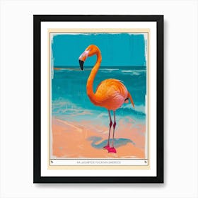 Greater Flamingo Ra Lagartos Yucatan Mexico Tropical Illustration 2 Poster Art Print