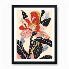 Colourful Flower Illustration Camellia 2 Art Print