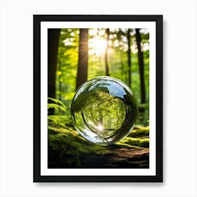 Crystal Clear Sphere Of Earth Suspended In A Lush Forest Setting Sunlight Filtering Through The Can (2) Art Print