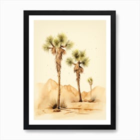  Minimalist Joshua Trees In Mojave Desert Line Art 1 Art Print