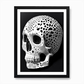 Skull With Terrazzo Patterns 1 Linocut Art Print