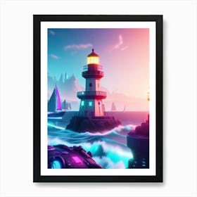 Lighthouse In The Sky Art Print