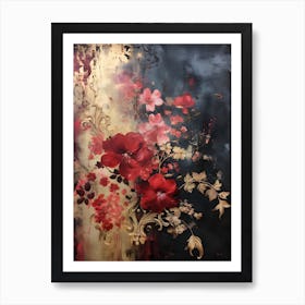 Vintage Dark Flowers 1 Art Print