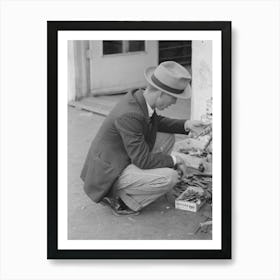 Man Looking At Wrench, Market Square, Waco, Texas By Russell Lee Art Print