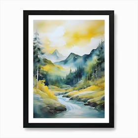 Waterfalls In The Mountains Art Print