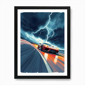 Lightning On The Road Art Print