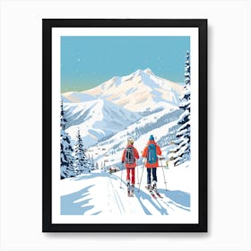 Big Sky Resort   Montana Usa, Ski Resort Illustration 3 Art Print