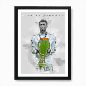 Jude Bellingham Super Cup Drawing Sketch Art Print