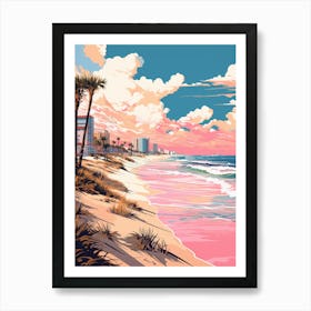 An Illustration In Pink Tones Of  Gulf Shores Beach Alabama 2 Art Print