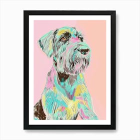 Pastel German Wirehaired Dog Pastel Line Illustration  3 Art Print