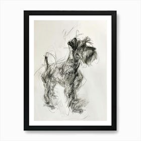 Minature Schnauzer Dog Charcoal Line 2 Art Print