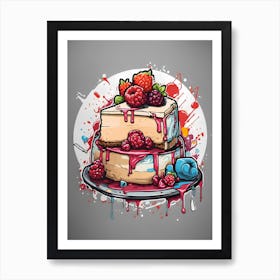 Cake With Berries And Icing Art Print