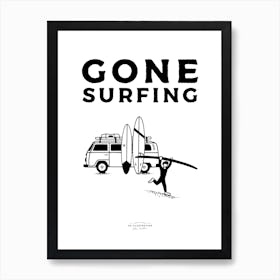 Gone Surfing Fineline Illustration Poster Art Print