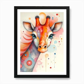 Dreamy Giraffe: A Kaleidoscope of Colors Art Print