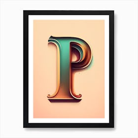 P, Letter, Alphabet Retro Drawing 2 Art Print