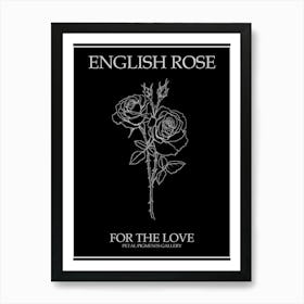 English Rose Black And White Line Drawing 14 Poster Inverted Art Print