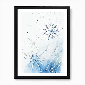 Snowflakes On A Field, Snowflakes, Minimalist Watercolour 1 Art Print
