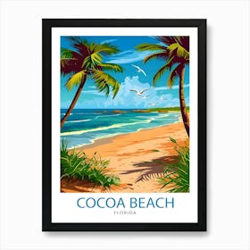 Cocoa Beach Florida Print Surfing Paradise Art Space Coast Poster Florida Beach Wall Decor Atlantic Ocean Illustration Coastal Town Artwork Art Print