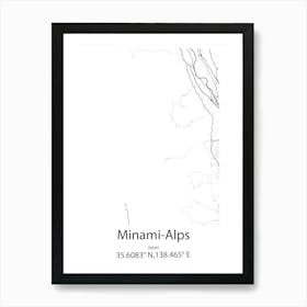 Minami Alps,Japan Minimalist Map Art Print