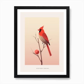 Minimalist Northern Cardinal 2 Bird Poster Art Print