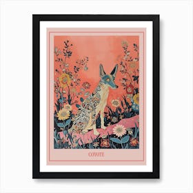 Floral Animal Painting Coyote 2 Poster Art Print