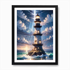 A Lighthouse In The Middle Of The Ocean 55 Art Print