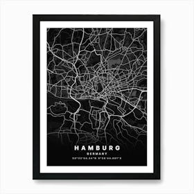 Hamburg Germany Black Map Art Print