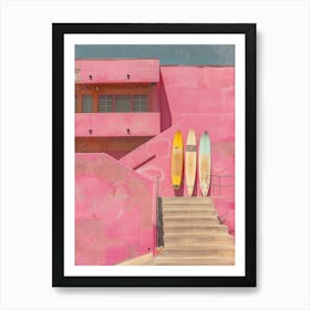 Surfboards On A Pink Wall Art Print