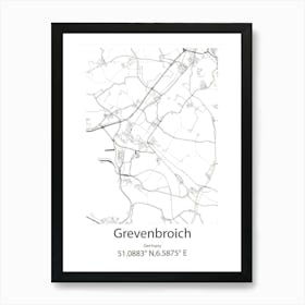 Grevenbroich,Germany Minimalist Map Art Print