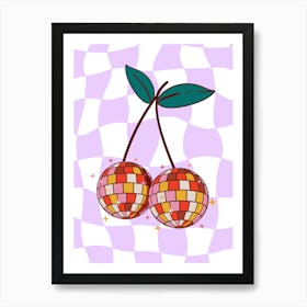 Cherry Disco Ball Art Print