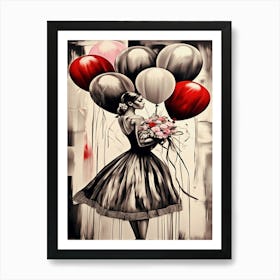 Girl With Balloons 2 Art Print