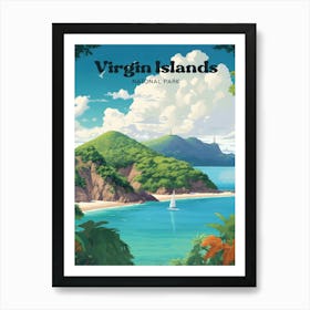 Virgin Islands National Park West Indies Modern Travel Illustration Art Print