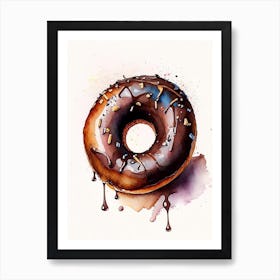 Chocolate Donut Cute Neon 2 Art Print