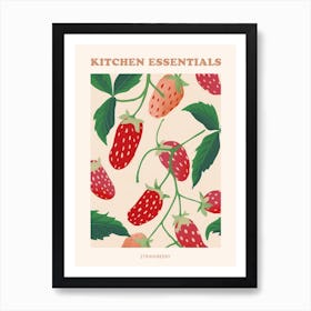 Strawberry Pattern Illustration Poster 1 Art Print