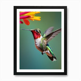 Male Ruby Throated Hummingbird-Reimagined 2 Art Print