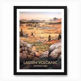 Lassen Volcanic National Park Watercolour Vintage Travel Poster 4 Art Print